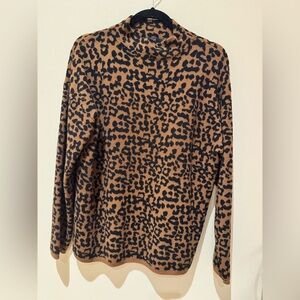 Tahari Leopard Print Cowl Neck Sweater - Brown and Black